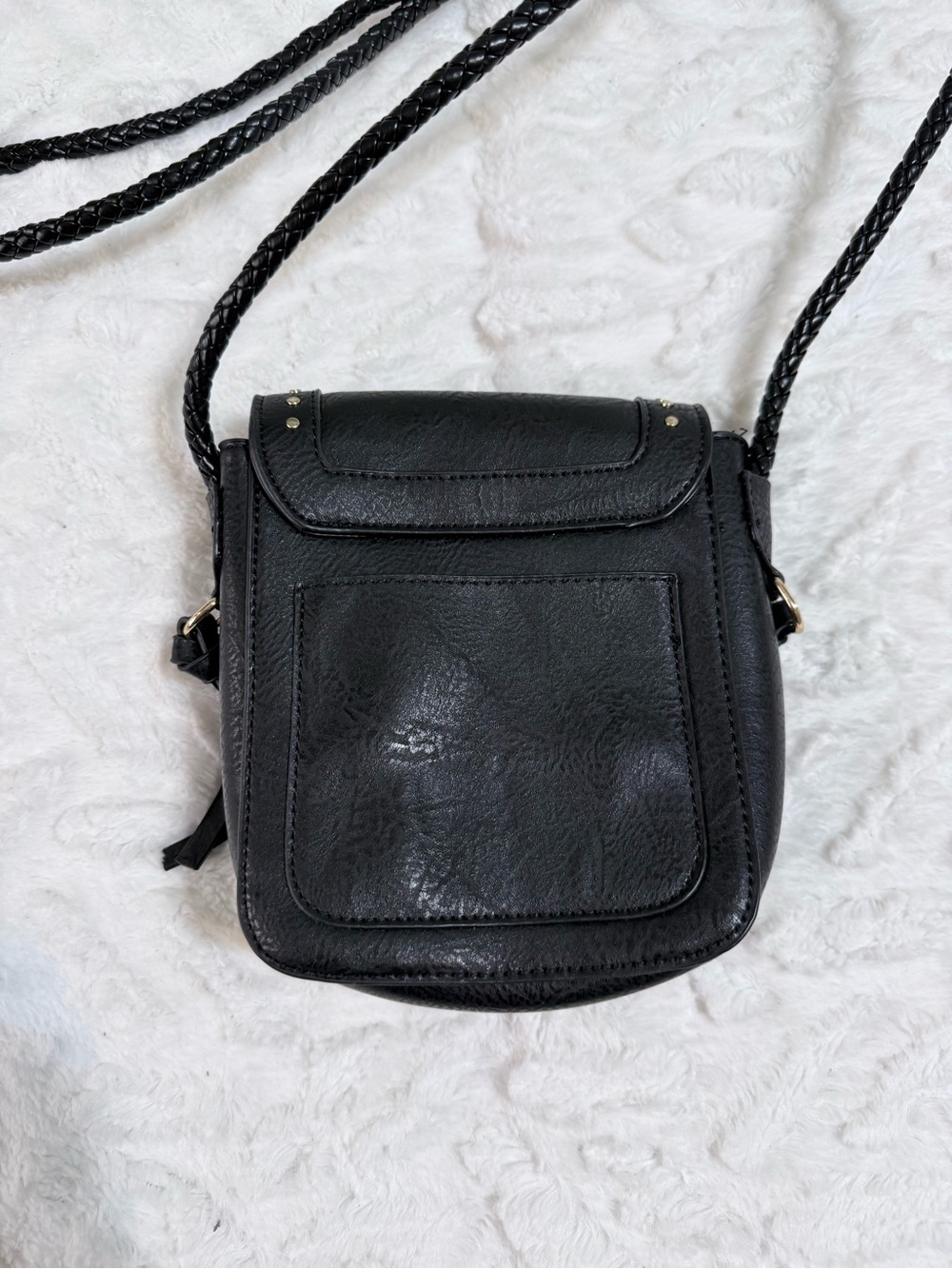Sam and Hadley Black Studded Crossbody Bag with Braided Strap - NWOT - Picture 2 of 16